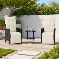 3 Piece Outdoor Bistro Set in Black