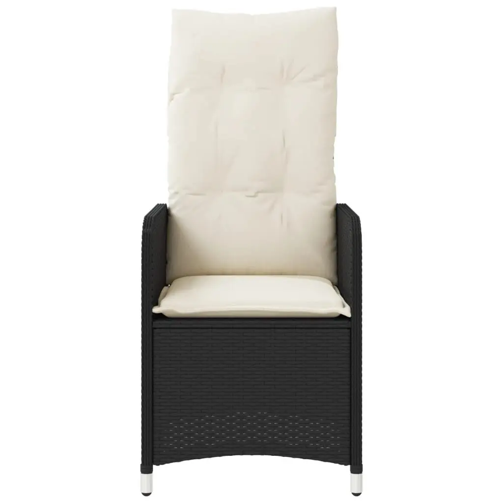 Reclining Garden Chairs Set 2 pcs Black PE Rattan with Padded Cushions