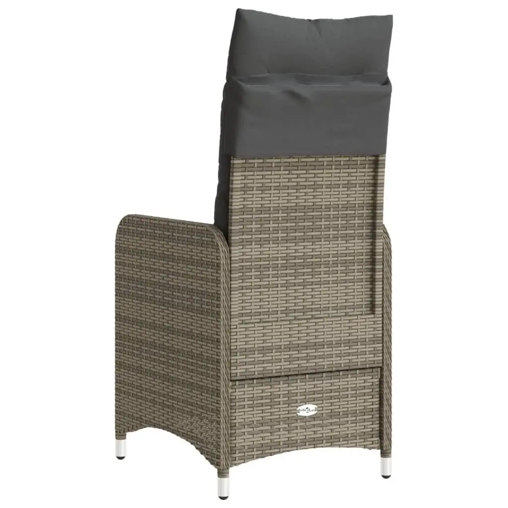Outdoor Reclining Garden Chairs PE Rattan 2 Piece Set Grey with Cushions
