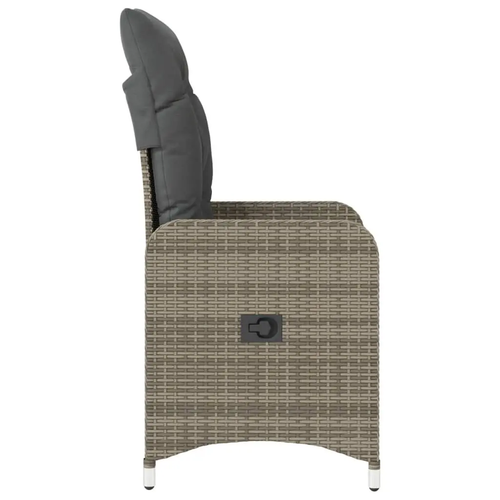 Outdoor Reclining Garden Chairs PE Rattan 2 Piece Set Grey with Cushions