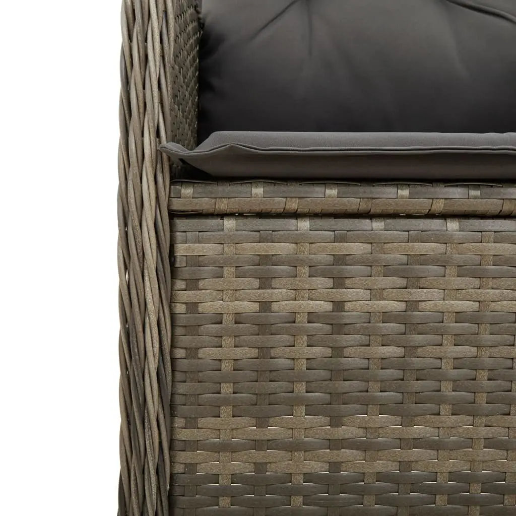 Outdoor Reclining Garden Chairs PE Rattan 2 Piece Set Grey with Cushions