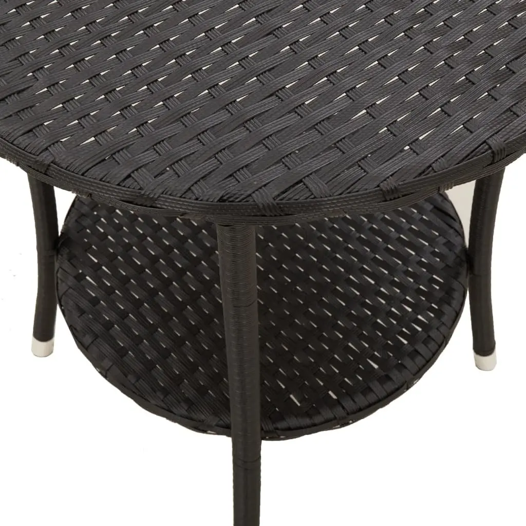 Reclining Chairs Set Poly Rattan Outdoor Seating Black 2 Pieces with Table Adjustable Backrest