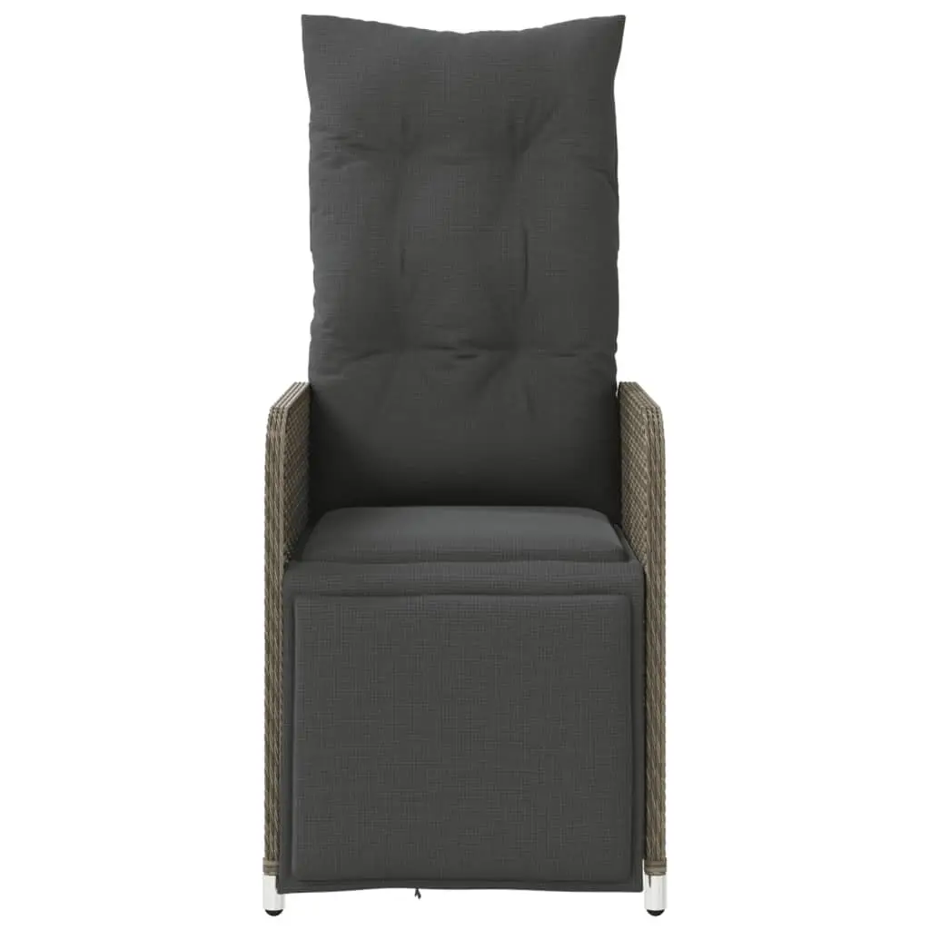 Reclining Garden Chair PE Rattan Powder-coated Steel Adjustable Backrest Footrest Grey