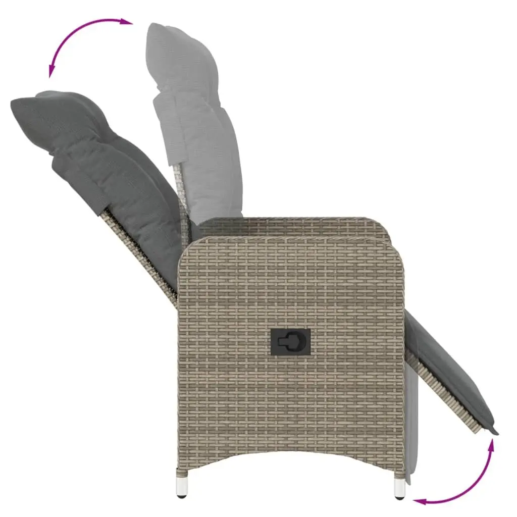 Reclining Garden Chairs PE Rattan 2 pcs Adjustable Backrest Footrest Grey