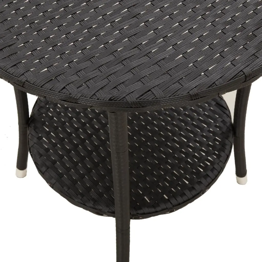 Reclining Garden Chairs Set PE Rattan 2 Piece Black Outdoor Seating Furniture