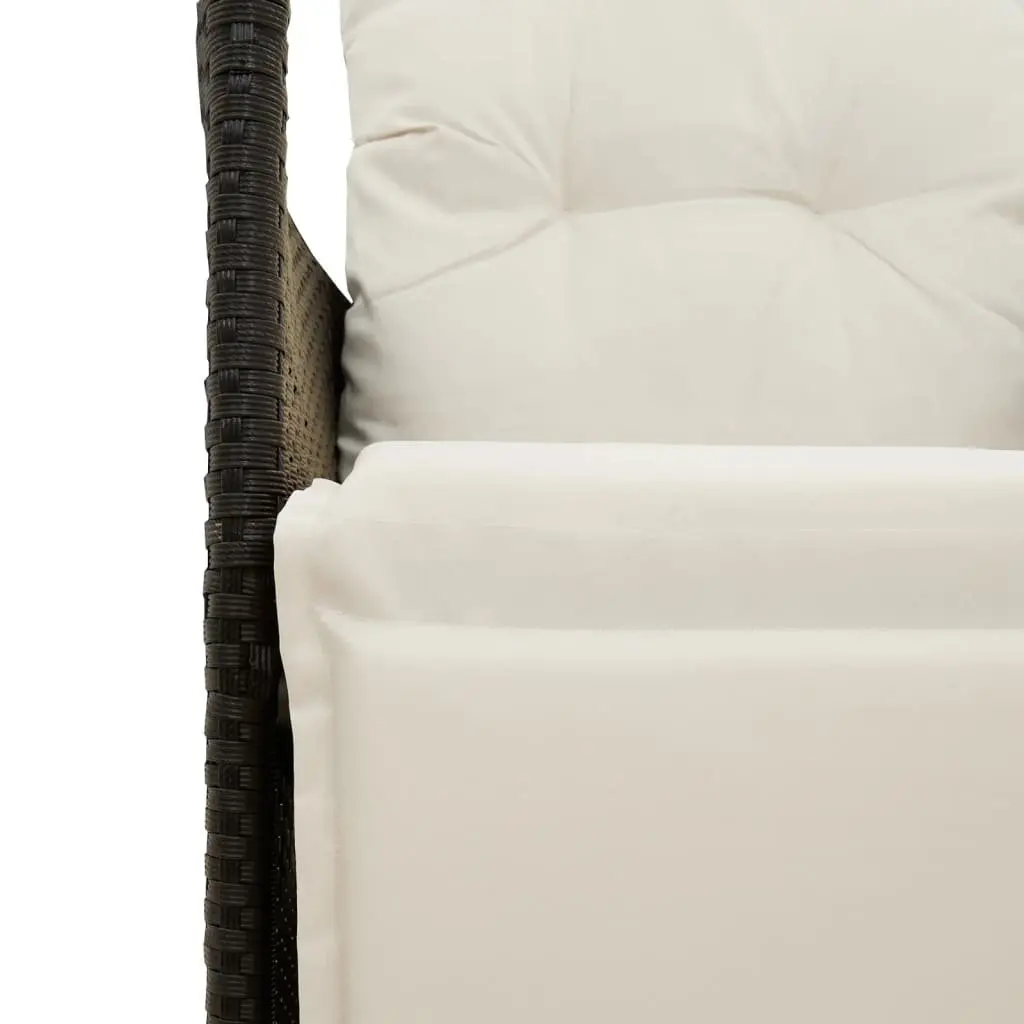 Reclining Garden Sofa PE Rattan 2-Seater with Central Table Black