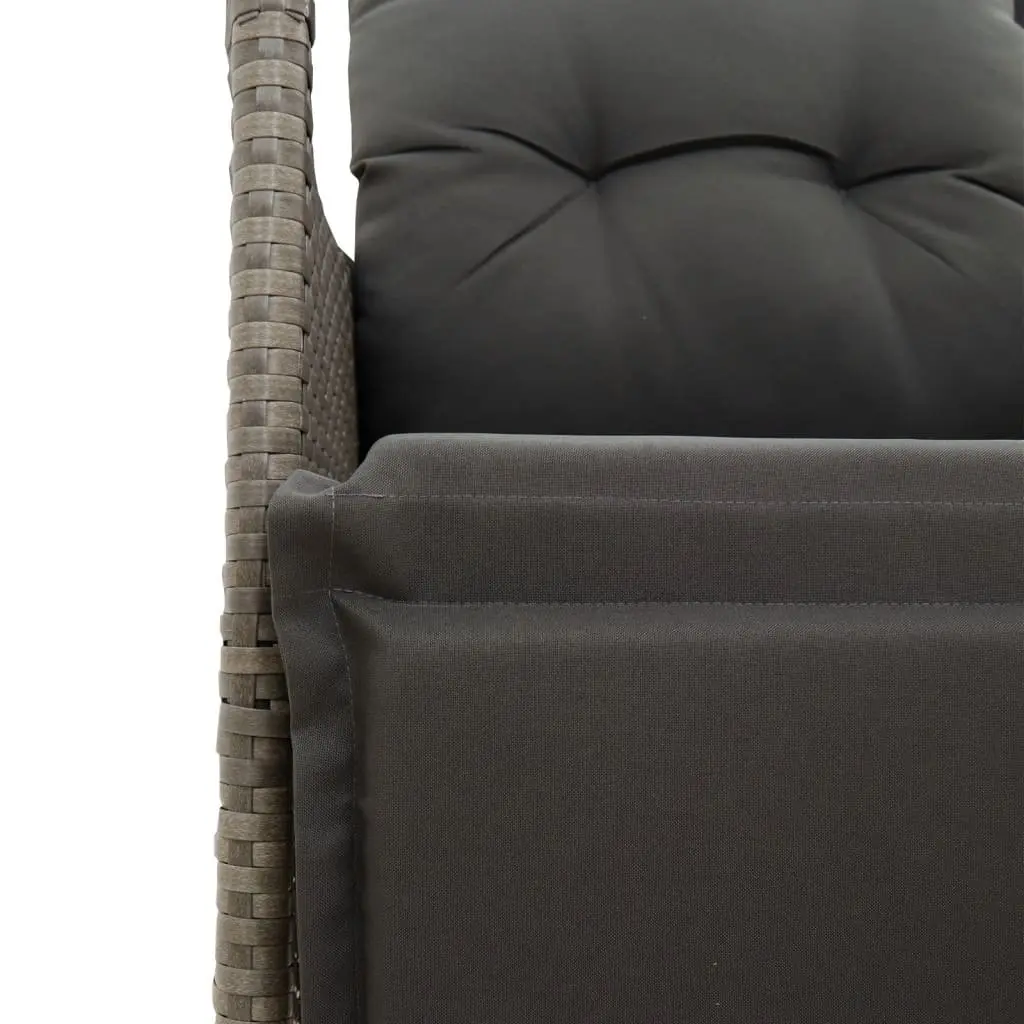 Reclining Garden Sofa PE Poly Rattan 2-Seater Grey with Central Table