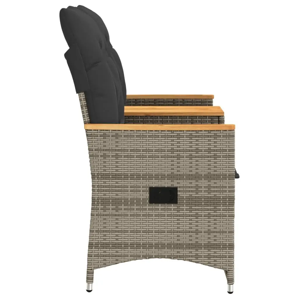 Reclining Garden Sofa 2-Seater with Table Grey Poly Rattan Outdoor Furniture