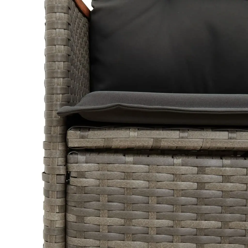 Reclining Garden Sofa 2-Seater Poly Rattan Grey with Central Table