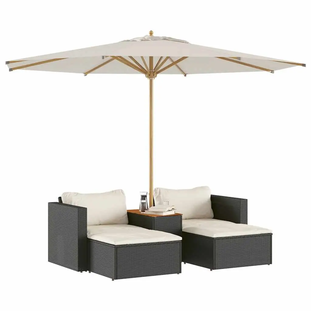 Outdoor Garden Sofa Set 5 Piece Patio Seating with Cushions Black Modular
