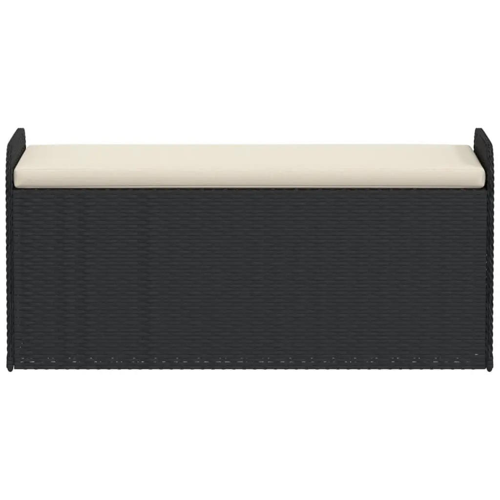 Outdoor Storage Bench PE Rattan 115 x 51 x 52 cm Black with Cushion