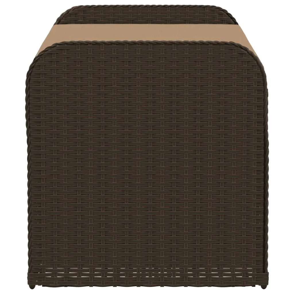 Outdoor Bench Poly Rattan Brown Garden Seating 115x51x52cm Cushioned Storage with Gas Spring Lid