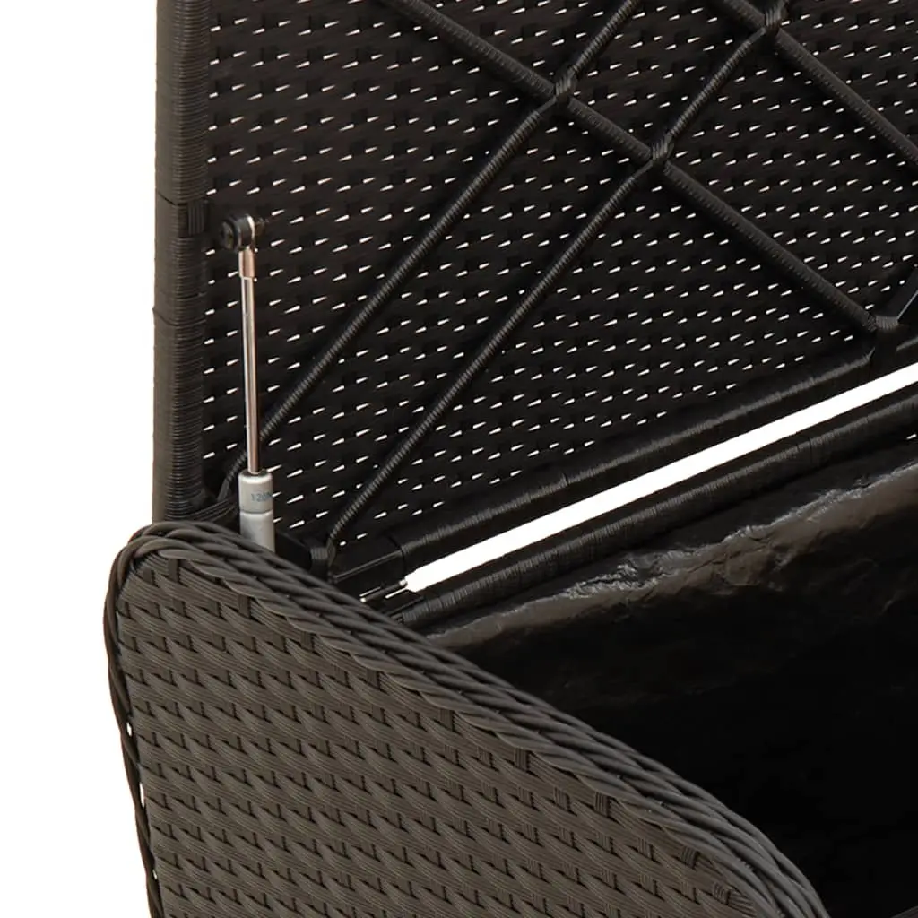 Storage Bench Outdoor Furniture Poly Rattan Black with Padded Cushion 80cm