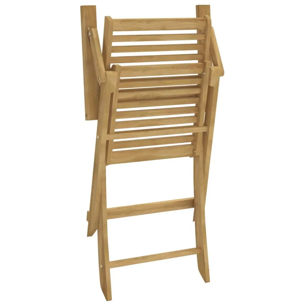 Set of 4 Brown Folding Chairs Acacia Wood Outdoor Comfort Garden Patio Seating