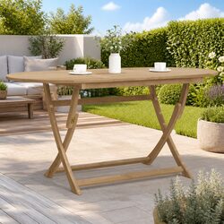 Folding Garden Table 160x85x75 cm Outdoor Dining Furniture Brown Wood Patio