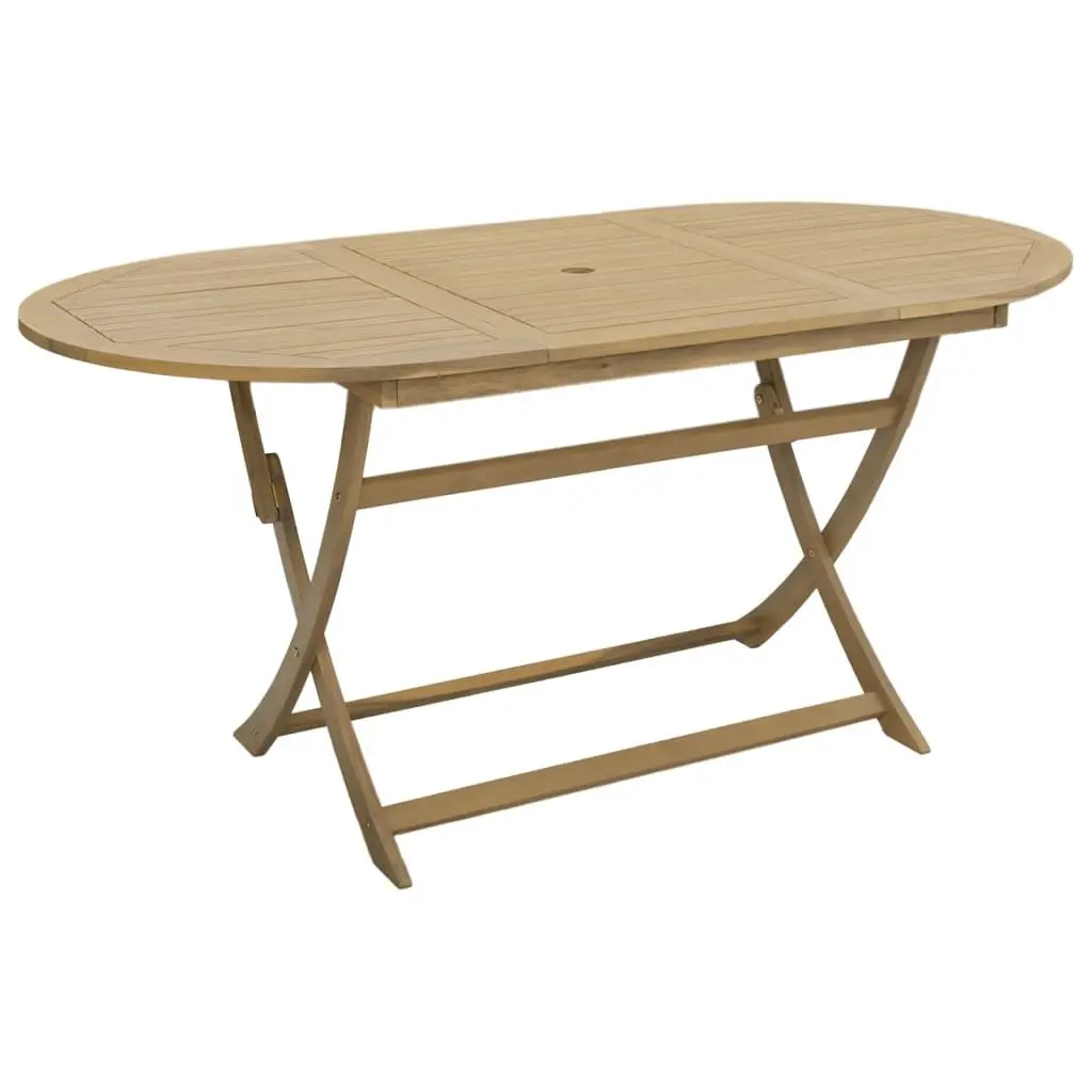 Folding Table Outdoor Dining Brown Solid Acacia Wood 160x85x75 cm Garden Patio Furniture