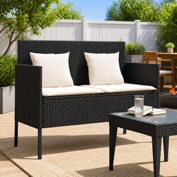 Functional Outdoor Bench with Cushioned Seating and Storage