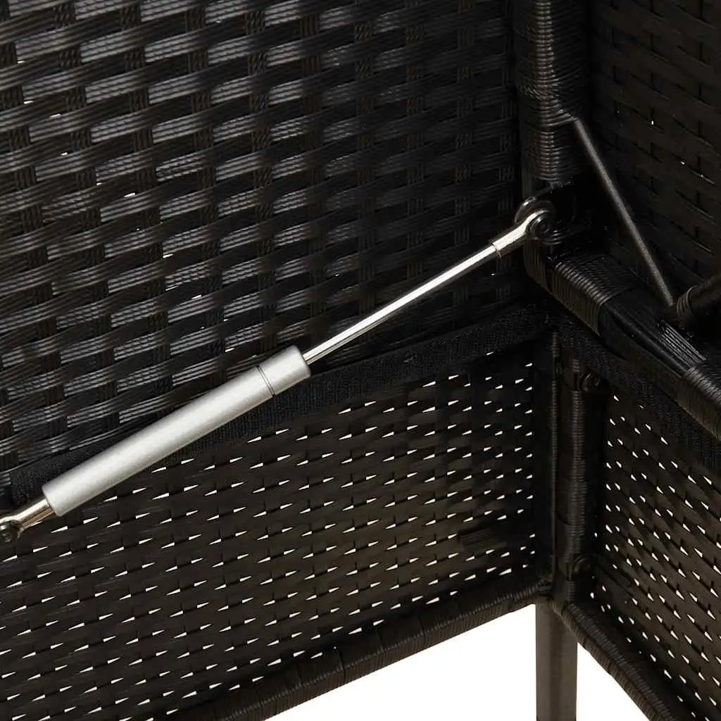 Outdoor Bench Poly Rattan Storage Compartment Padded Cushion Black