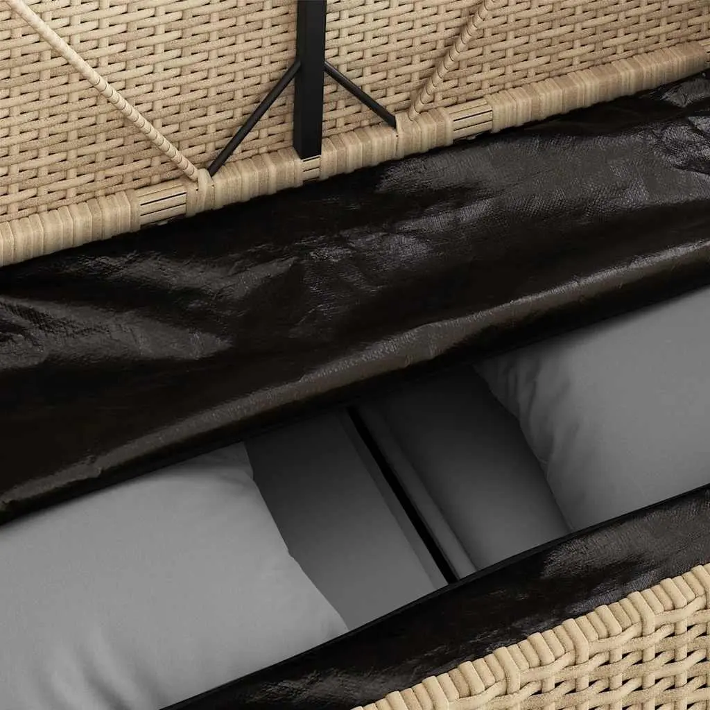 Garden Bench PE Rattan Outdoor Seating Beige with Padded Cushion