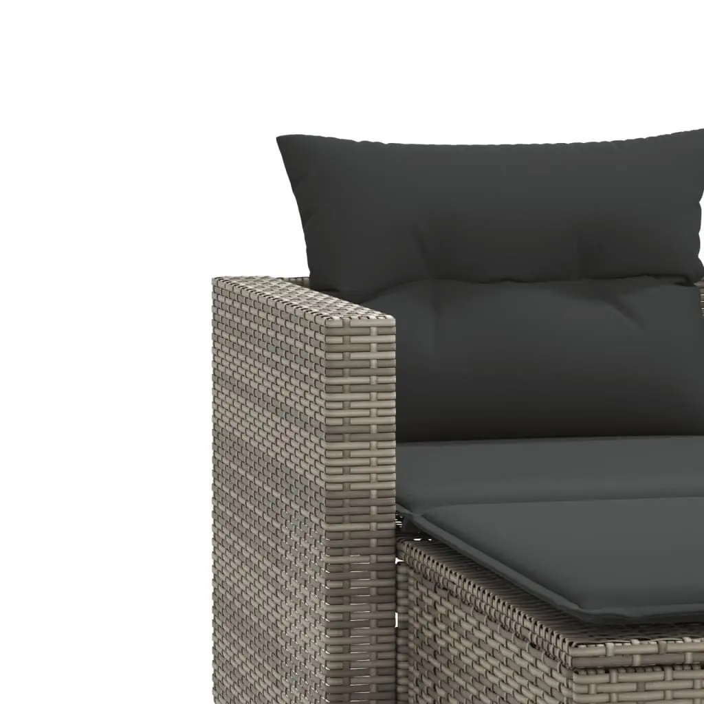 2-Seater Outdoor Sofa Grey Poly Rattan with Stools Patio Lounge Furniture