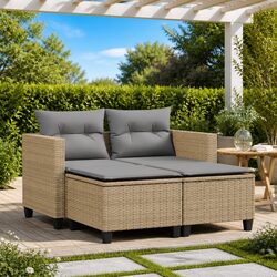 Practical 2-Seater Garden Sofa with Footstools for Relaxation