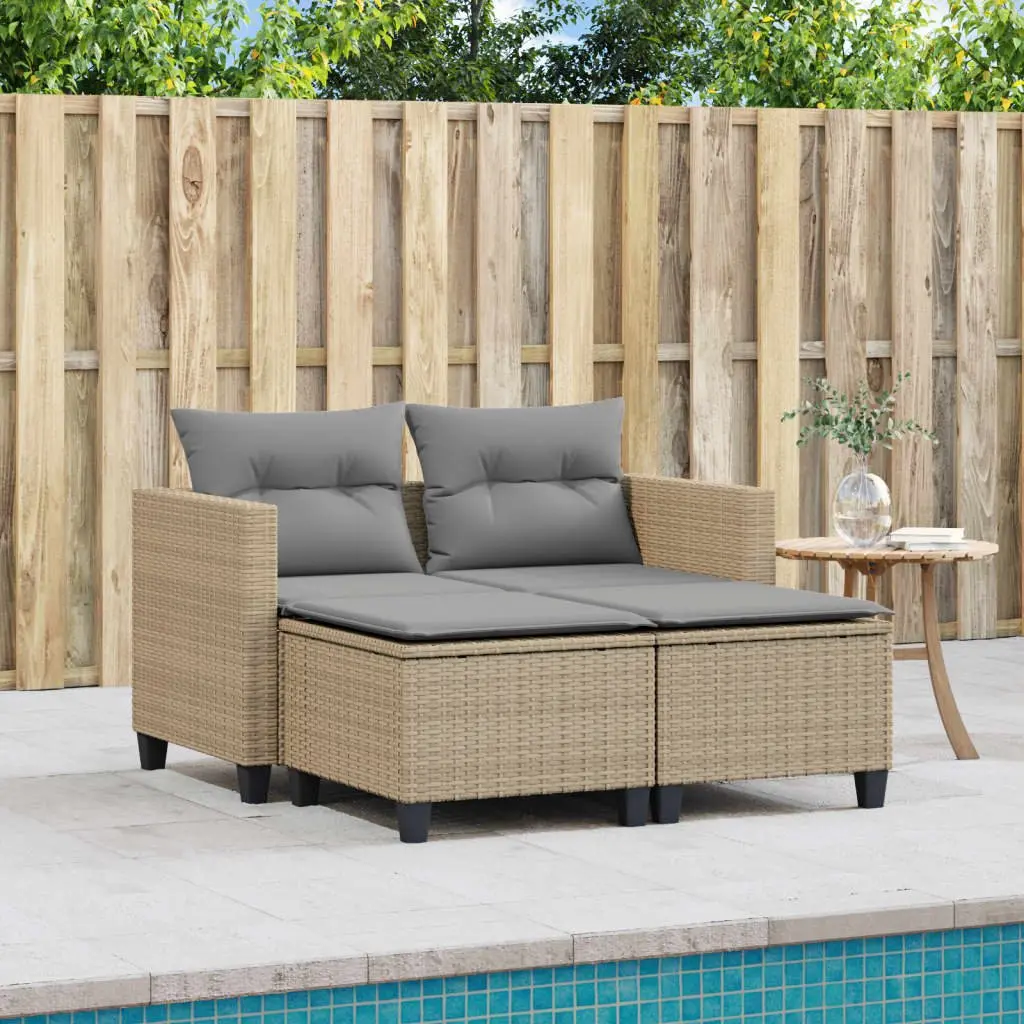 2-Seater Garden Sofa with Footstools for Relaxation