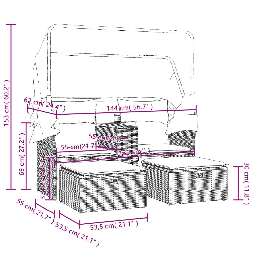 2-Seater Garden Sofa for Patio Relaxation