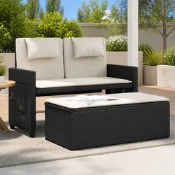 Functional Garden Bench Loveseat Sofa Bed with Cushions