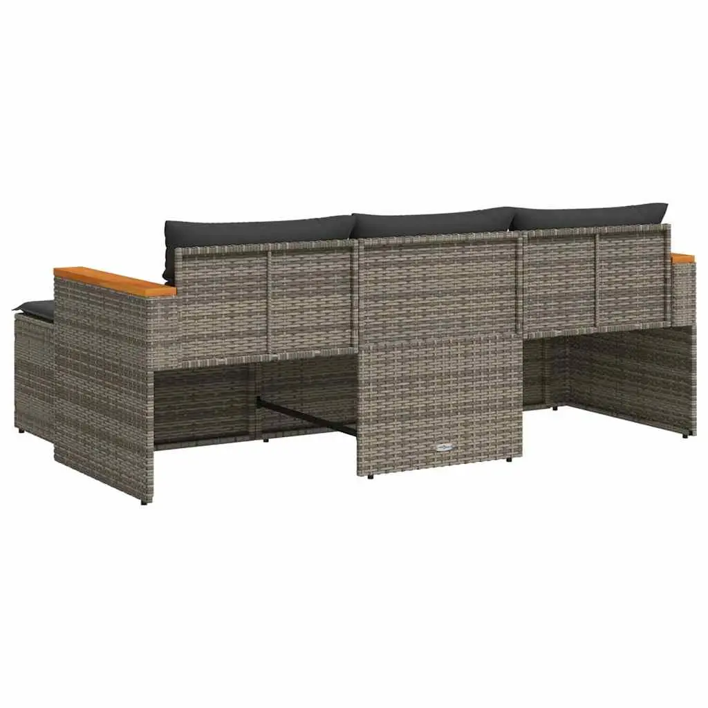 3 Piece Outdoor Garden Sofa Set with Cushions Grey Poly Rattan Patio Furniture