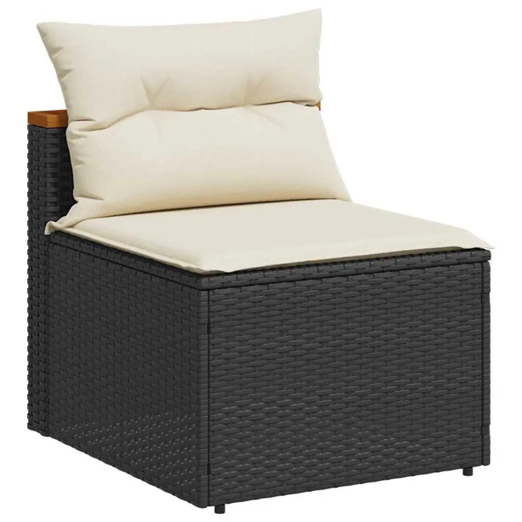 Outdoor Garden Sofas Armless Modular Seating with Cushions 2 Pieces Black Rattan
