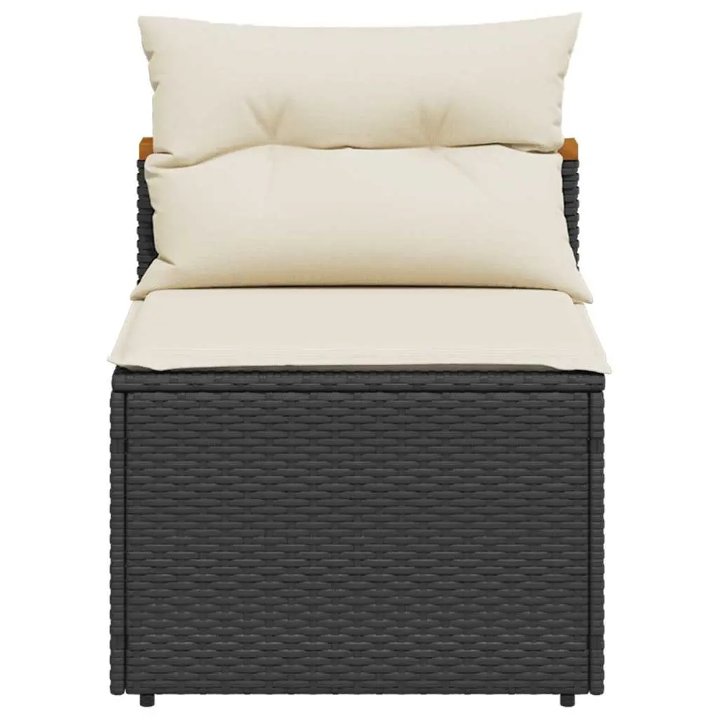 Outdoor Garden Sofas Armless Modular Seating with Cushions 2 Pieces Black Rattan