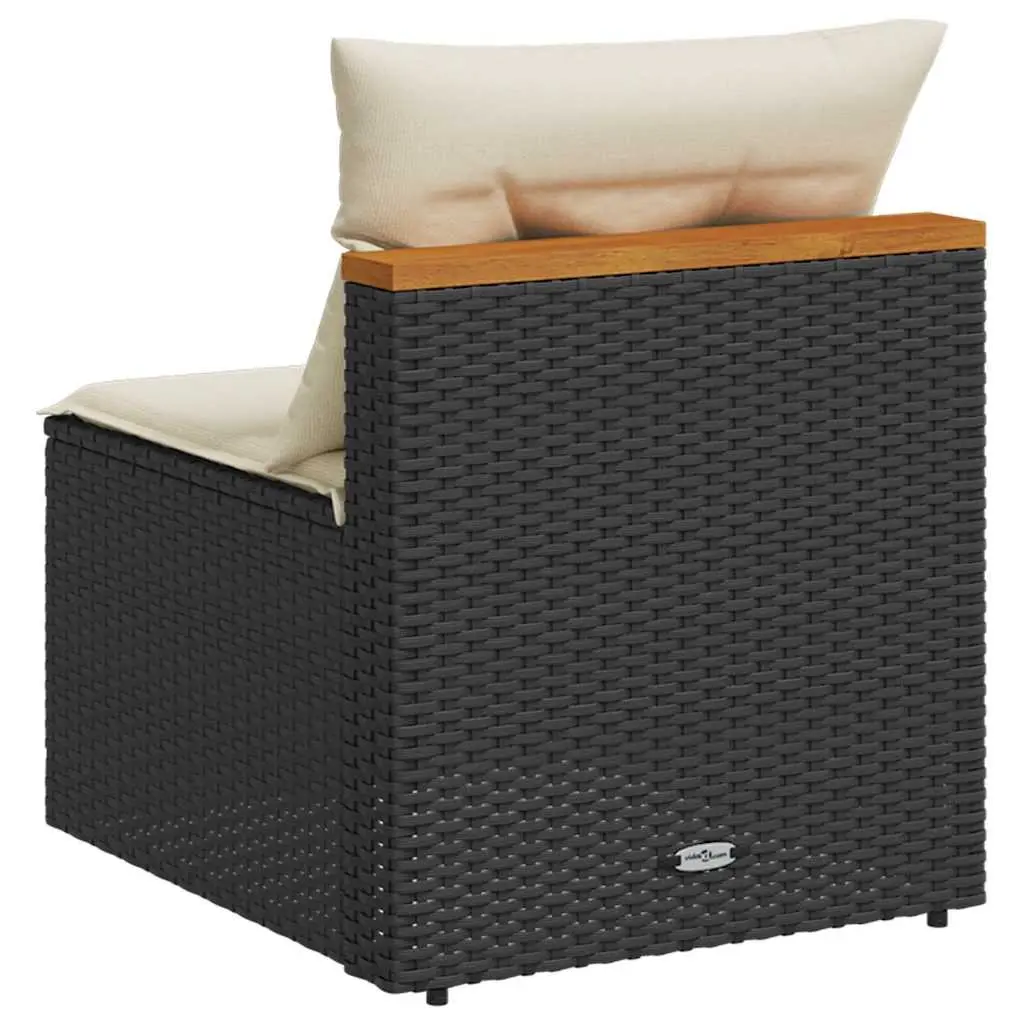 Outdoor Garden Sofas Armless Modular Seating with Cushions 2 Pieces Black Rattan