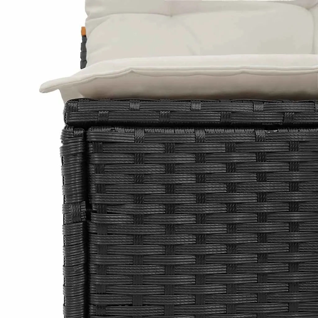 Outdoor Garden Sofas Armless Modular Seating with Cushions 2 Pieces Black Rattan