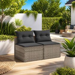 Ideal Outdoor Sofa Set: Grey Armless Garden Sofas for Your Space