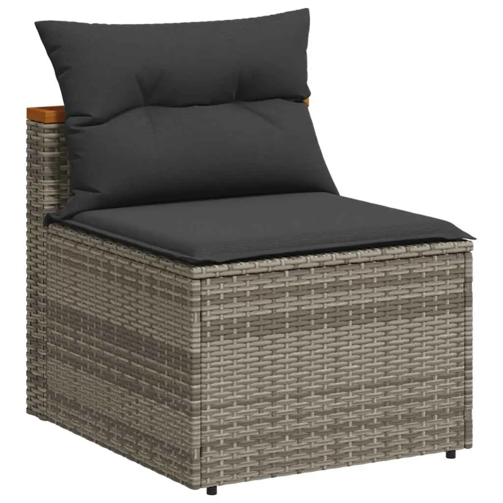 Outdoor Garden Sofas PE Rattan 2 Piece Set Armless Seating with Cushions Grey