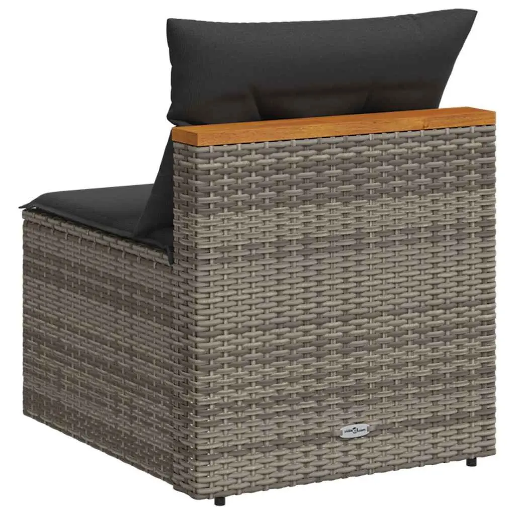 Outdoor Garden Sofas PE Rattan 2 Piece Set Armless Seating with Cushions Grey
