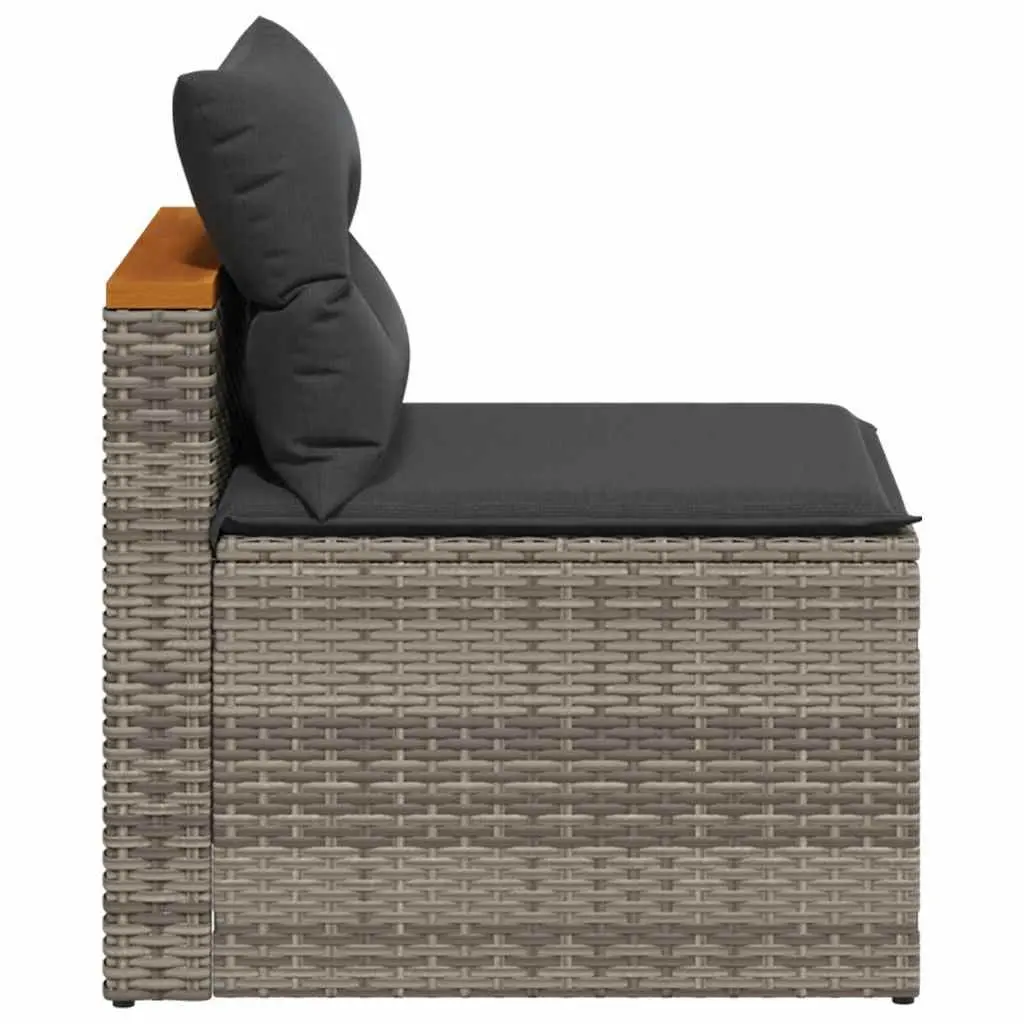Outdoor Garden Sofas PE Rattan 2 Piece Set Armless Seating with Cushions Grey