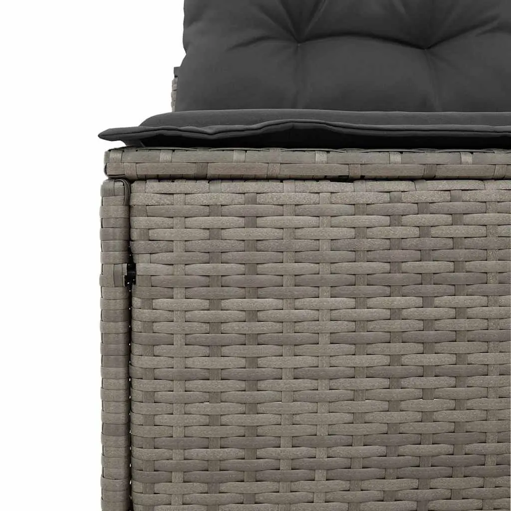 Outdoor Garden Sofas PE Rattan 2 Piece Set Armless Seating with Cushions Grey