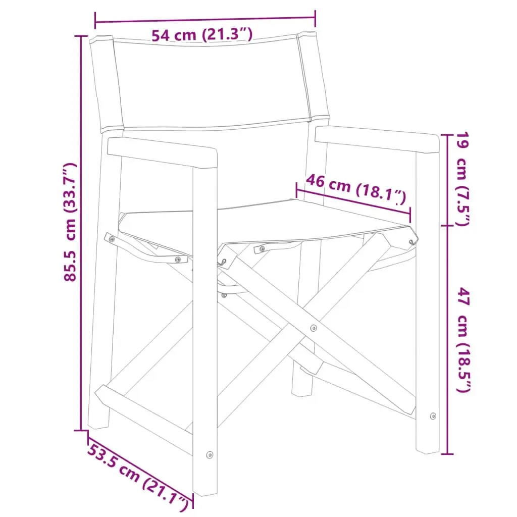 Folding Director Chairs Solid Acacia Wood Cream 2 Pieces Outdoor Garden Camping Portable