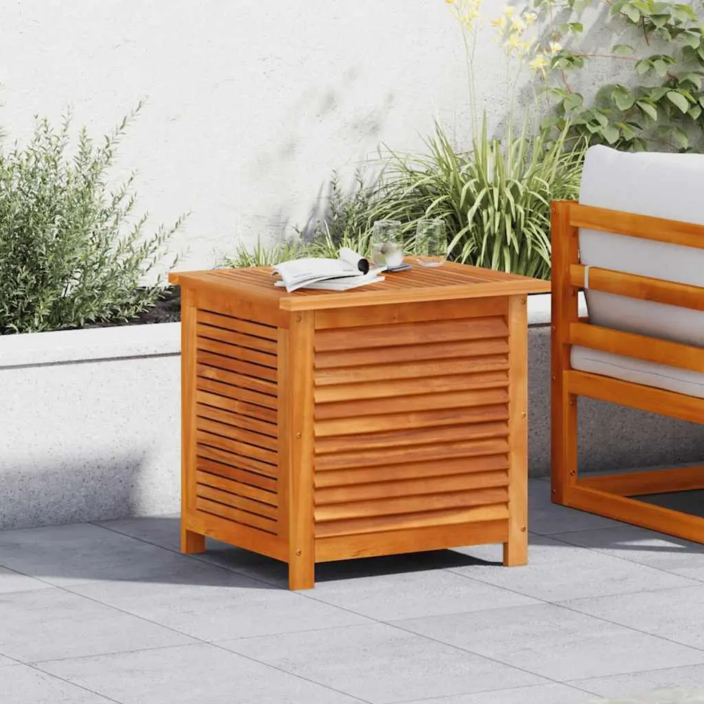 Outdoor Storage Box Solid Acacia Wood Brown 60x50x56cm Furniture Organizer for Garden and Patio Use
