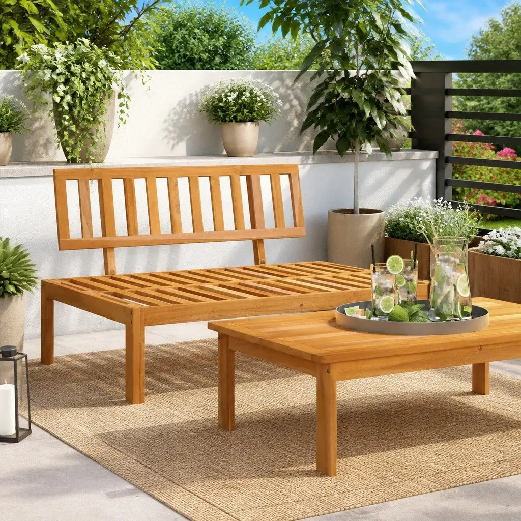 Acacia Wood Sofa Middle Section for Outdoor Settings