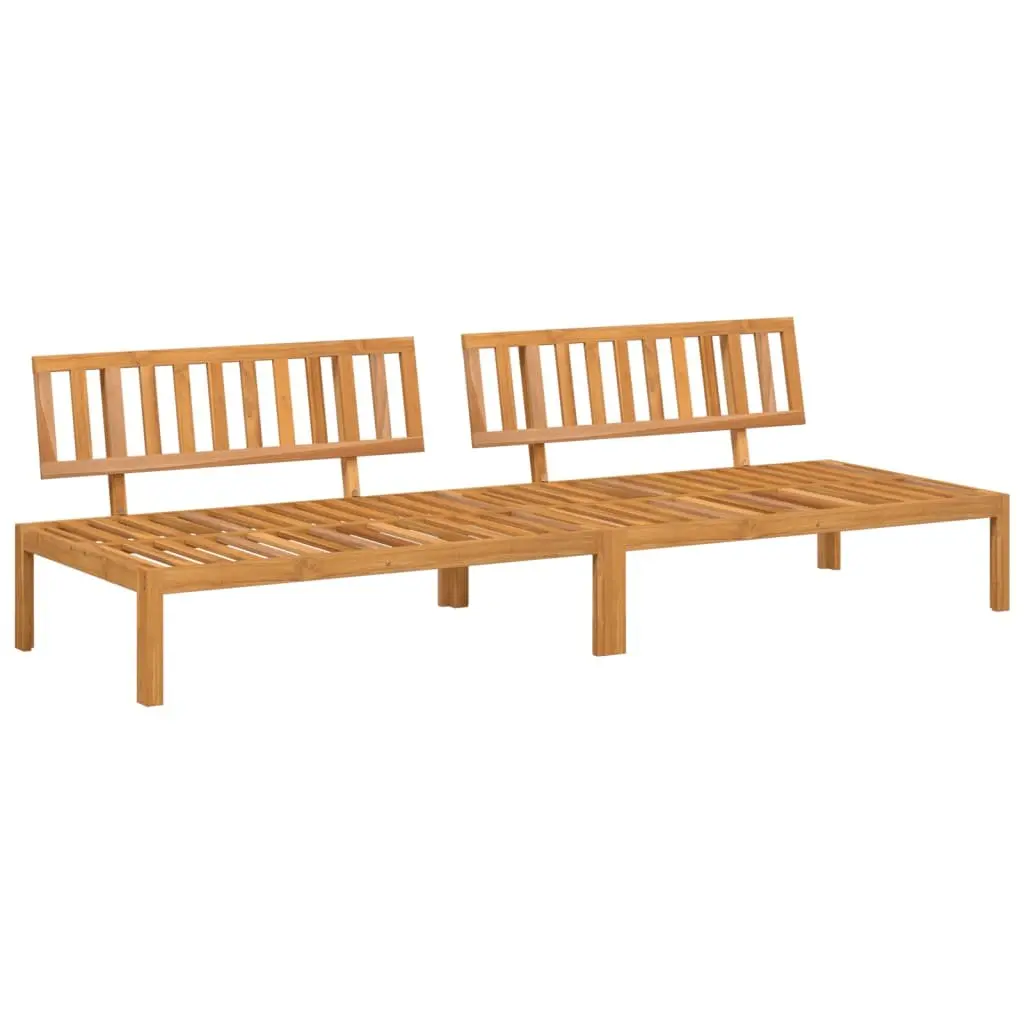 Outdoor Sectional Sofa Middle Unit Solid Acacia Wood Brown 2 Piece