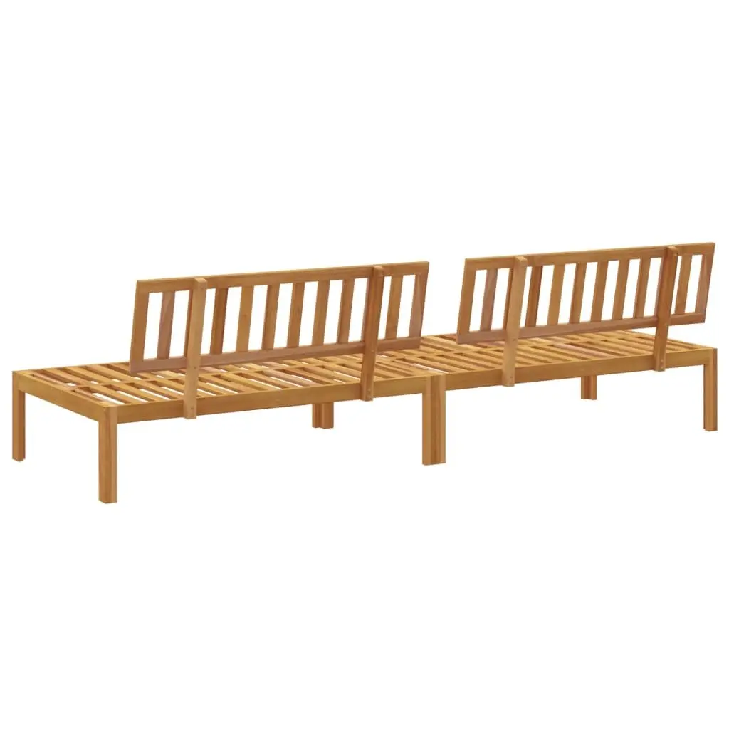 Outdoor Sectional Sofa Middle Unit Solid Acacia Wood Brown 2 Piece