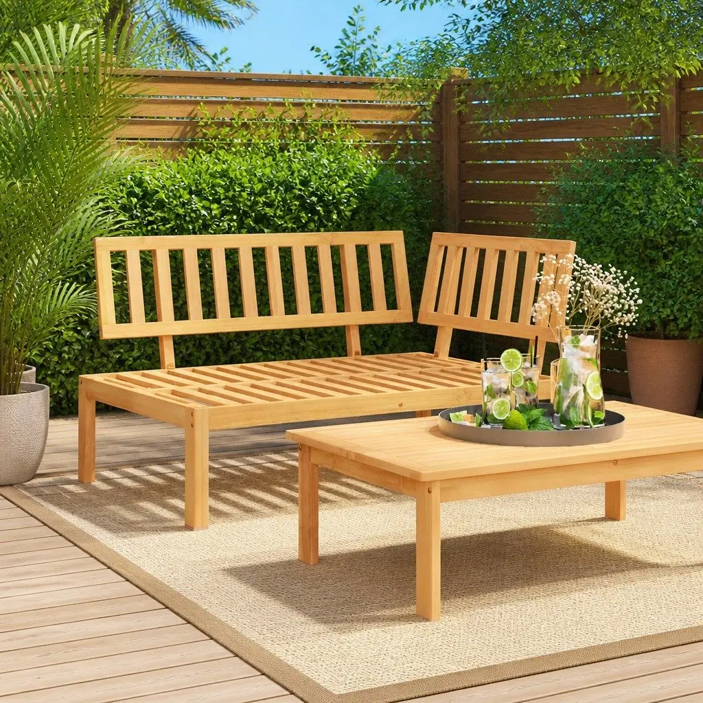Garden Pallet Corner Sofa Outdoor Sectional Seating Modular Slatted Design