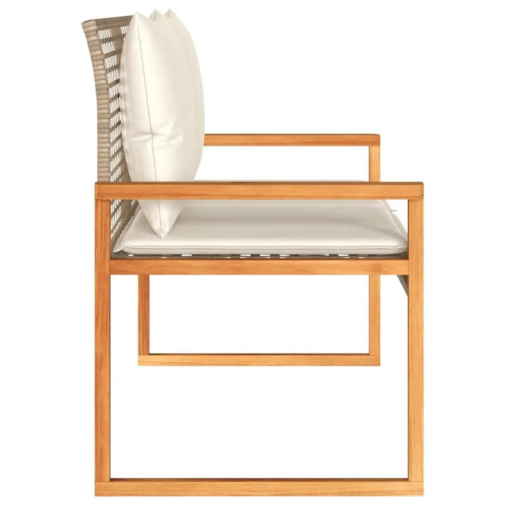 Outdoor Garden Bench Poly Rattan Steel Frame Beige Cushion Seat