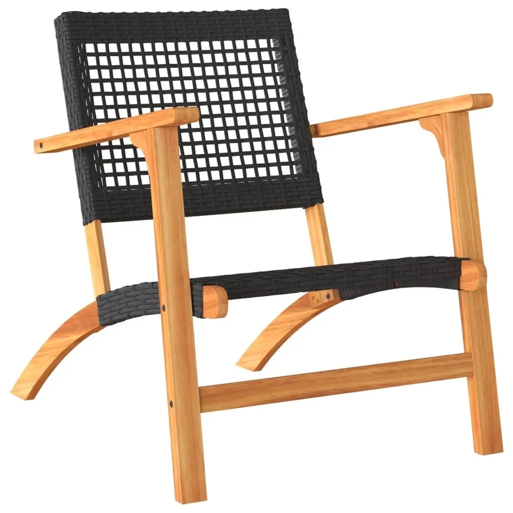 3 Piece Bistro Set Black Outdoor Garden Furniture Patio Table Chairs Rattan