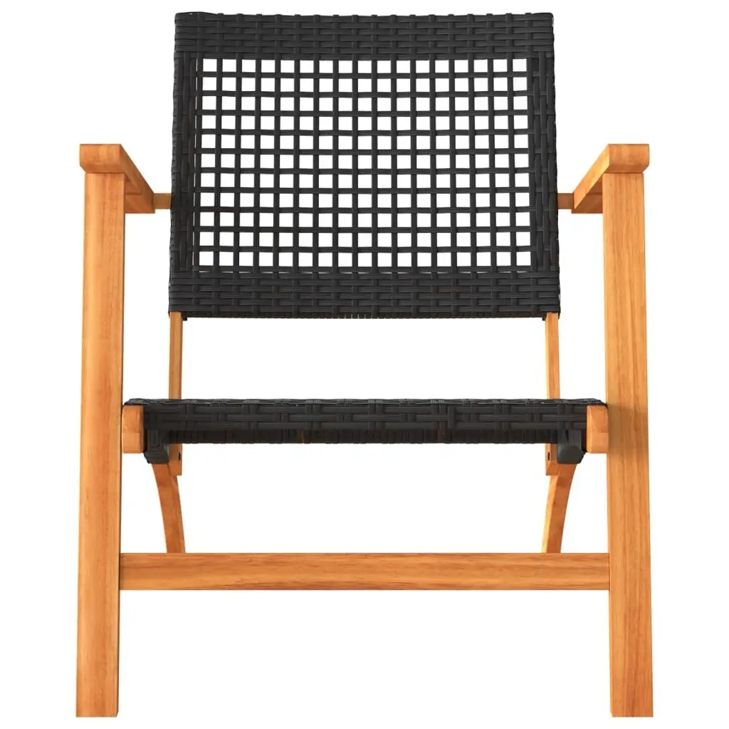 3 Piece Bistro Set Black Outdoor Garden Furniture Patio Table Chairs Rattan