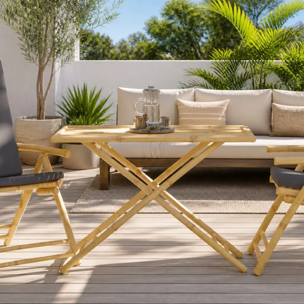Portable Bamboo Folding Garden Table Brown 110x55x75cm Outdoor Furniture