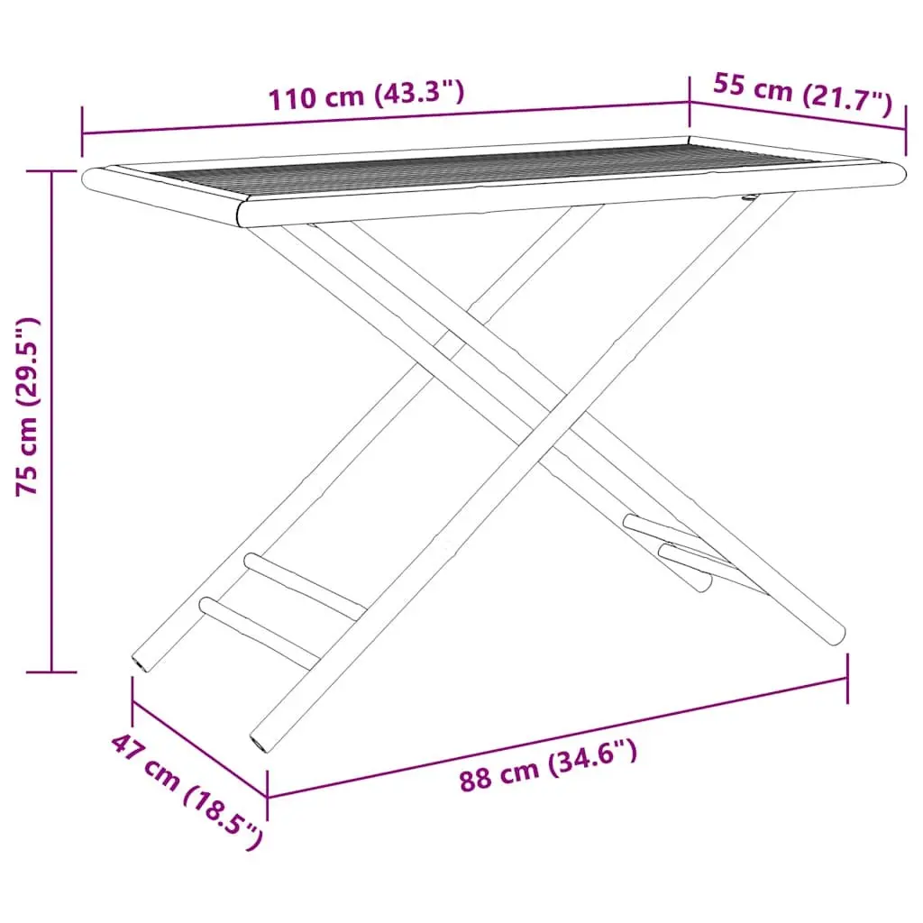 Portable Bamboo Folding Garden Table Brown 110x55x75cm Outdoor Furniture