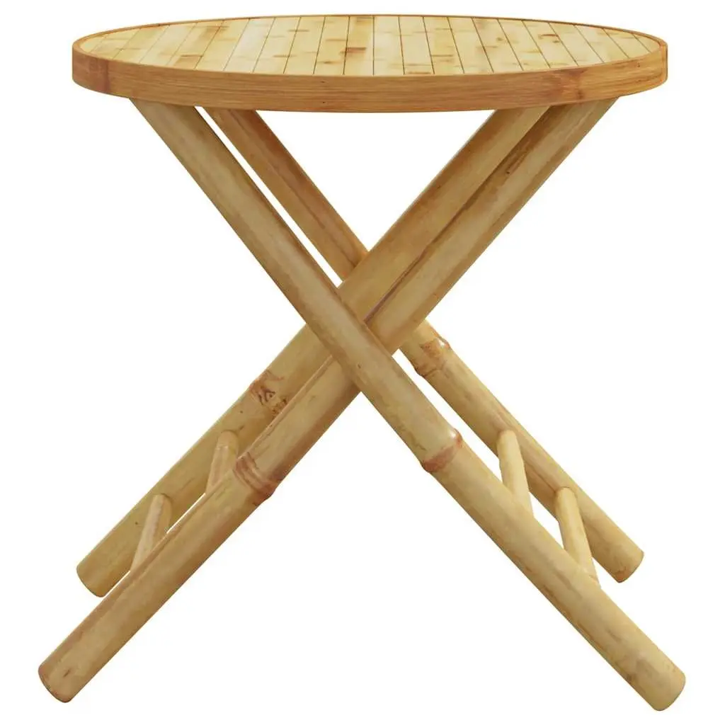 Folding Garden Table Bamboo Ø45 cm Brown Outdoor Patio Furniture Foldable